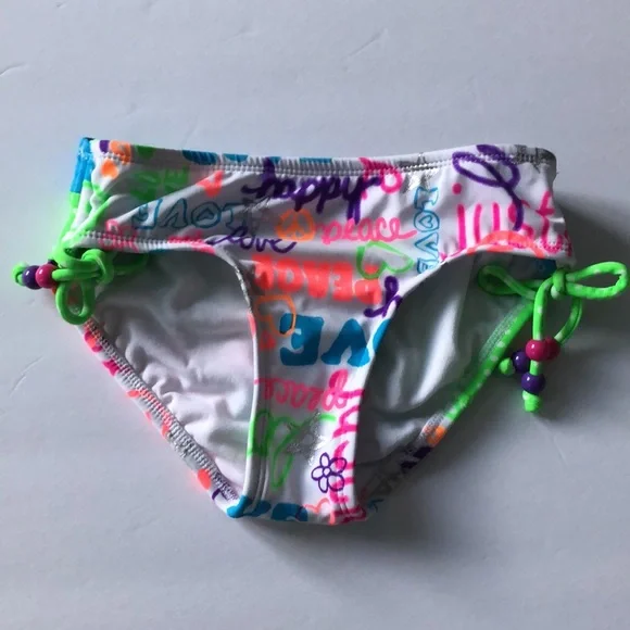 Justice Bikini with Peace Love Happy & Polka Dots Size 7 - Picture 7 of 10